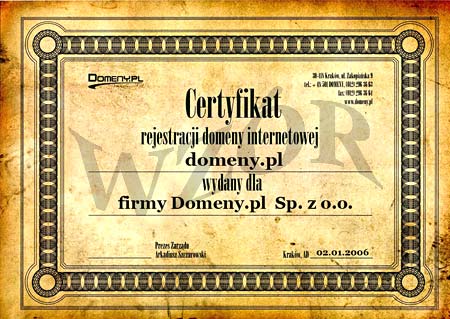 Certyfikat Domeny.pl
