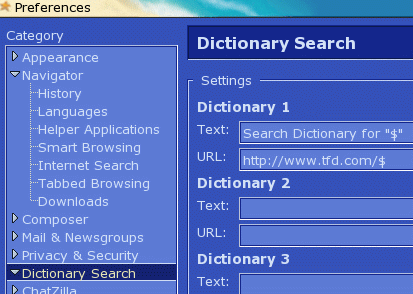 Mozilla Dictionary Search