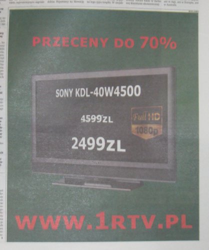 1rtv.pl - reklama w gazecie Fakt 06.01.2009