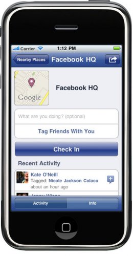 Facebook Places na iPhone