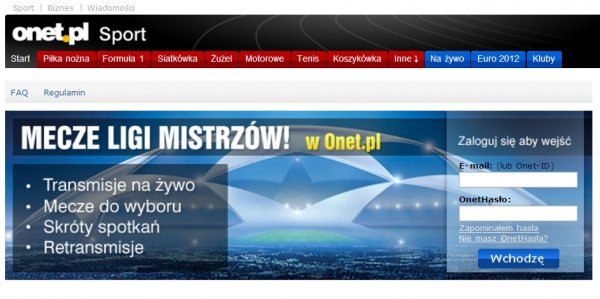 Liga Mistrzów w Onet.pl