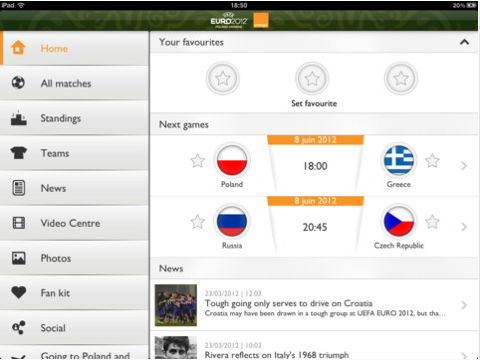 Oficjalna aplikacja UEFA Euro 2012 na iPad