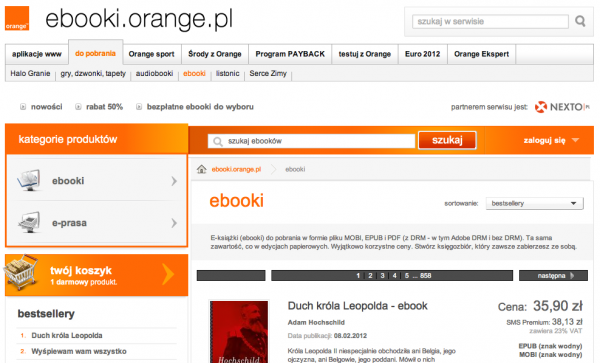 E-księgarnia Orange z e-bookami