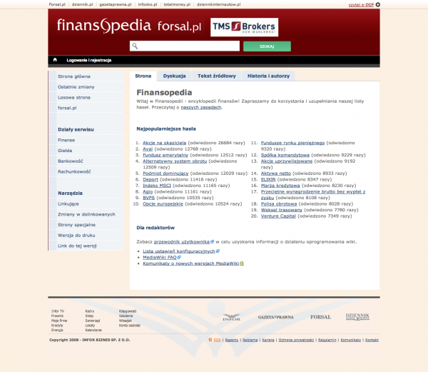 Zrzut ekranu Finansopedii