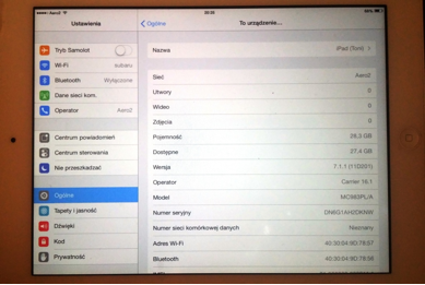 iPad 2 po czyszczeniu logów