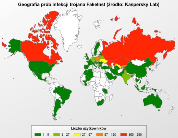 Fakeinst na Androida - mapa zagrożeń Kaspersky Lab