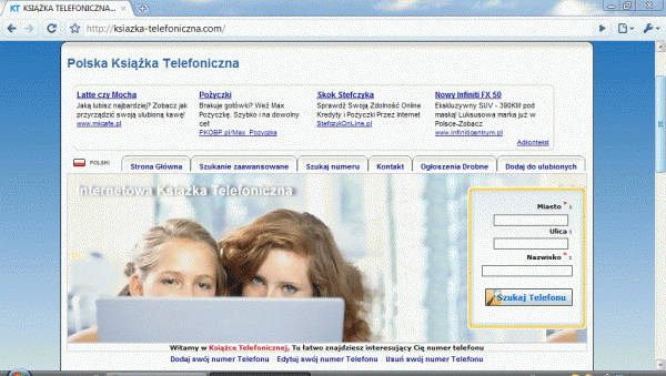ksiazka-telefoniczna.com - zrzut ekranu strony głównej