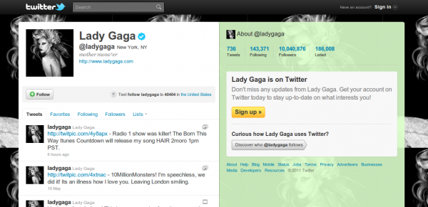 Lady Gaga na Twitterze