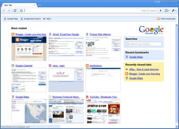 Strona z kartami w Google Chrome