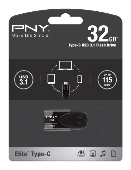 PNY USB Flash Drive Turbo Type C 32 GB packaging
