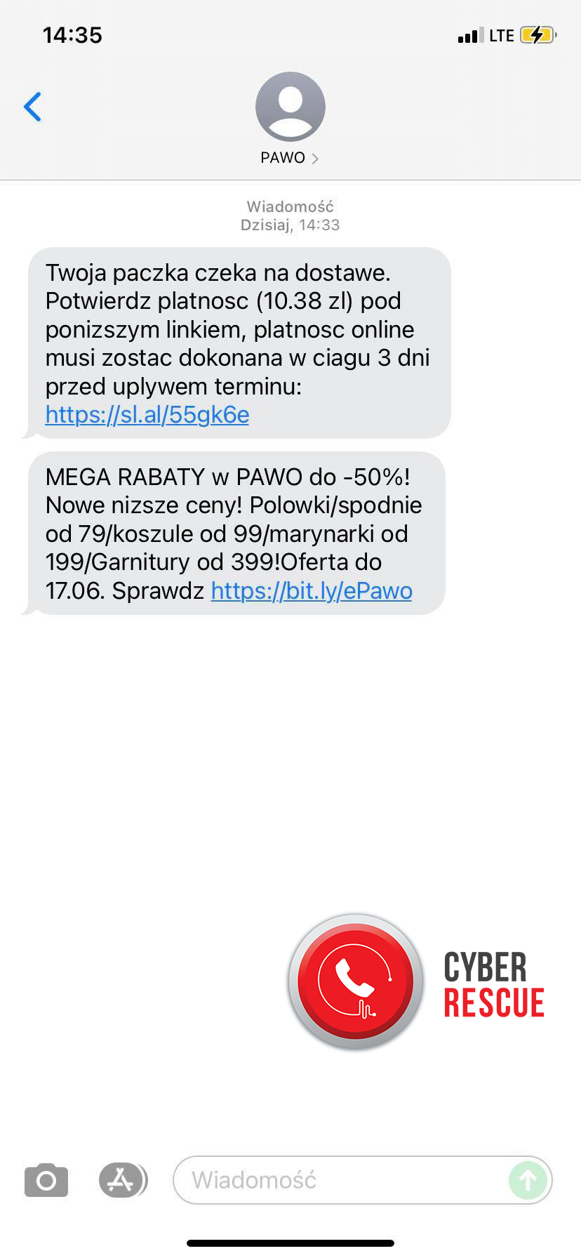 Fałszywy SMS