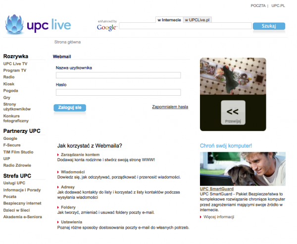 Fałszywa strona UPC Live