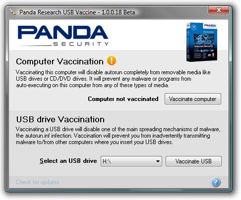 Panda USB Vaccine - zrzut ekranu