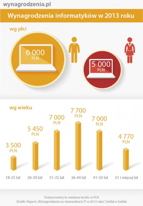 wynagrodzenia informatyków 2013 infografika