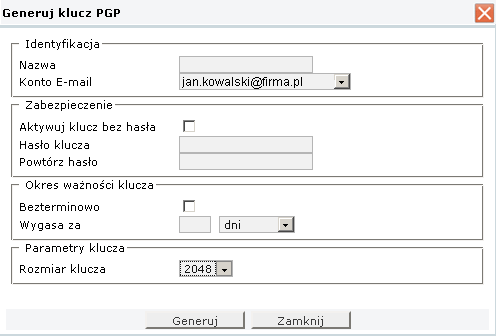 formularz PGP