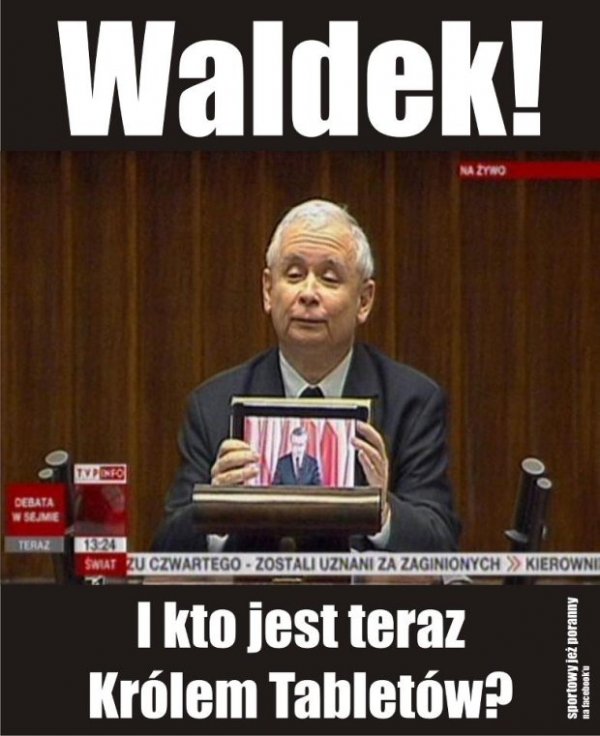 Kaczyński z iPadem
