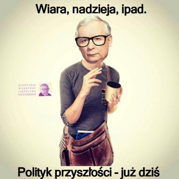 Kaczyński z iPadem