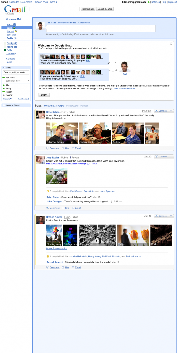 Google Buzz - pierwsze doświadczenia