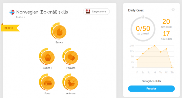 Autor tekstu uczy się norweskiego z Duolingo