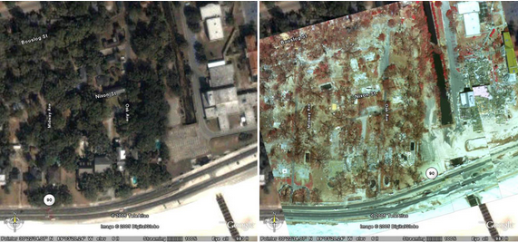 Google Earth - przed i po Katrinie