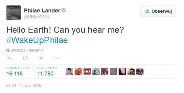 Konto Twitterowe lądownika Philae
