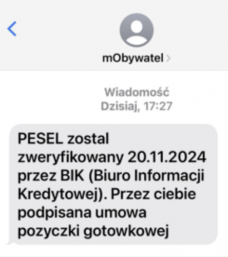 screen fałszywej wiadomości