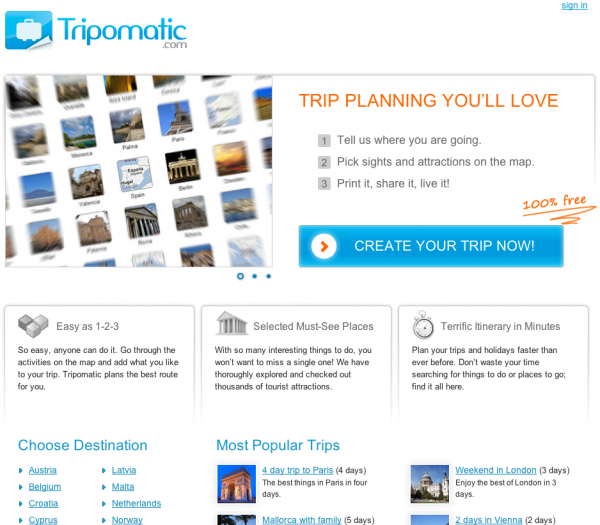 Tripomatic, serwis do planowania podróży