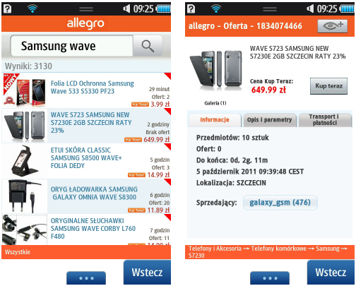 Aplikacja Allegro na Samsung bada os