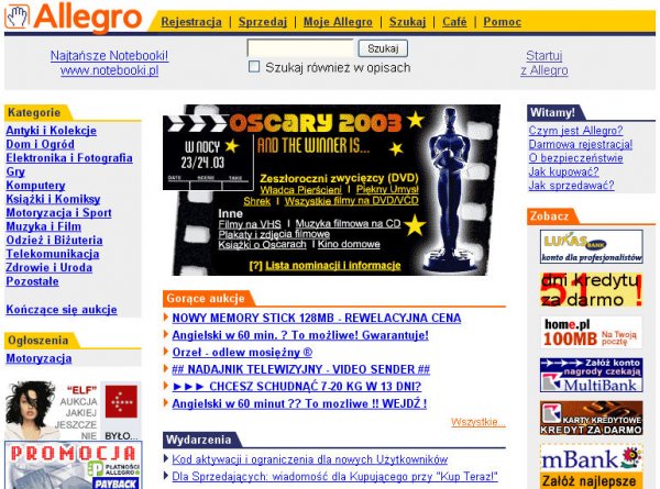 Allegro - layout z marca 2003 roku