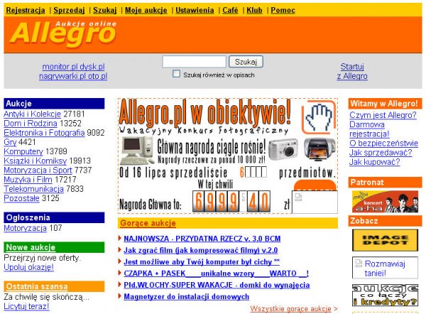 Allegro - layout z sierpnia 2002 roku