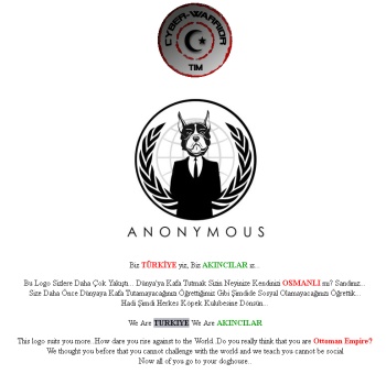 Komunikat na zhakowanej stronie Anon-Plus