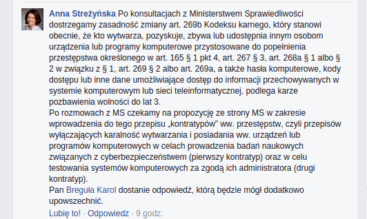 Anna Streżyńska - Facebook