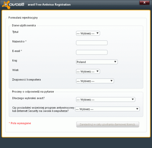 avast! Free Antivirus 5 - proces instalacji programu