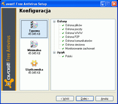 avast! Free Antivirus 5 - proces instalacji programu