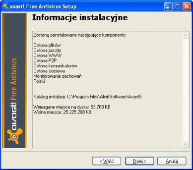 avast! Free Antivirus 5 - proces instalacji programu