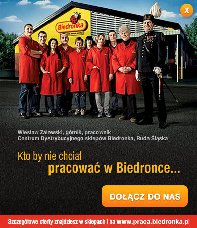 reklama rekrutacji na stronie internetowej sieci Biedronka