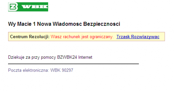 Atak phishingowy na klientów BZ WBK