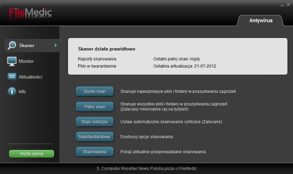 FileMedic - główne okno programu