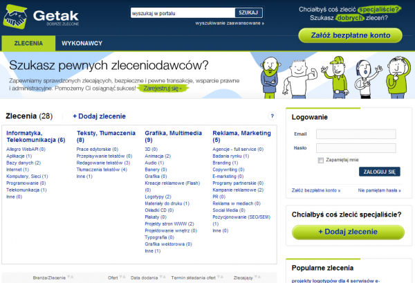 W GeTak.pl możesz znaleźć pracę lub wykonawcę swojego zadania