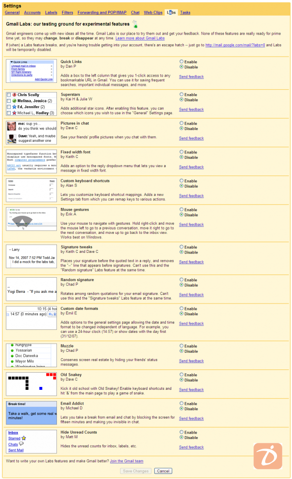 Nowe funkcje w GMail