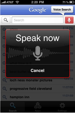 Google Voice Search na iPhone'a