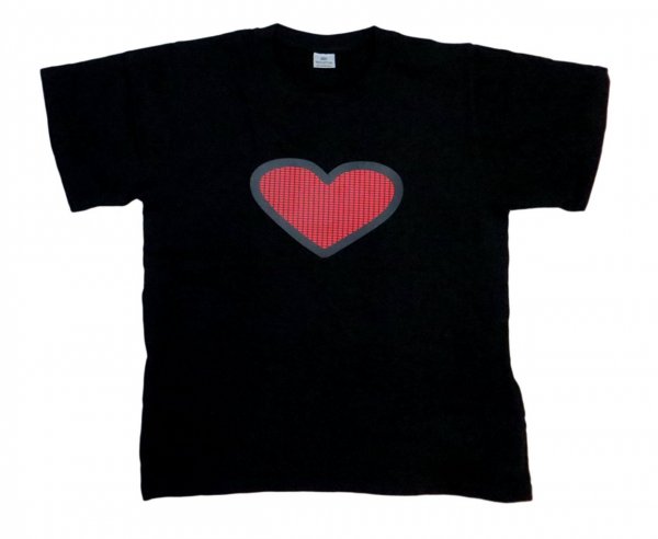 LED Flashing Sound Activated Red Heart Light Up Shirt 