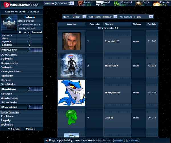 Panel gry Inwazja ze Strefy Gier MMO
