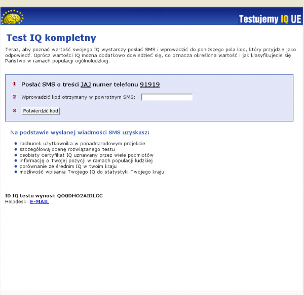 iq-test.pl - strona z zachętą do wysłania SMSa przed przewinięciem...