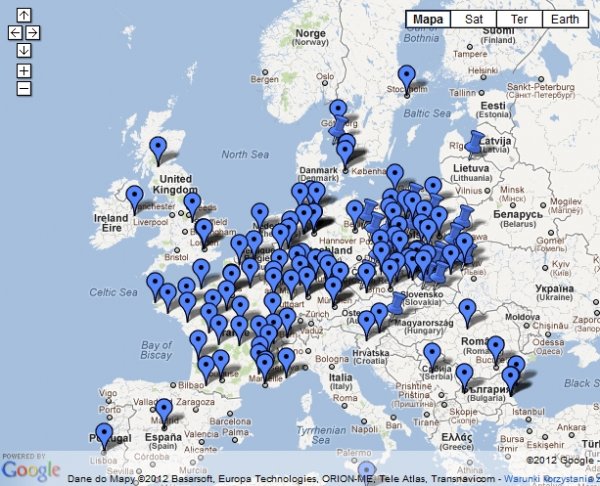 Europejska mapa protest&oacute;w przeciw ACTA