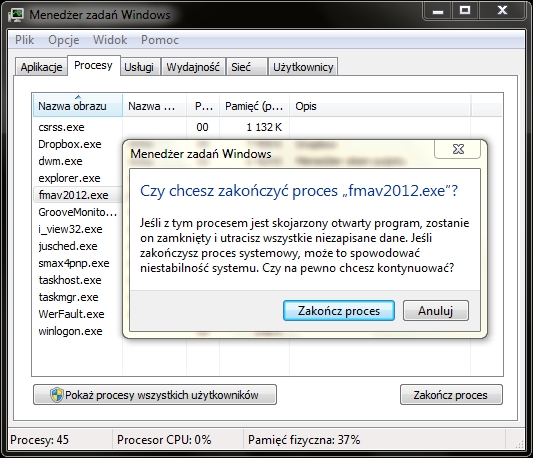 Menedżer zadań Windows - deaktywacja antywirusa