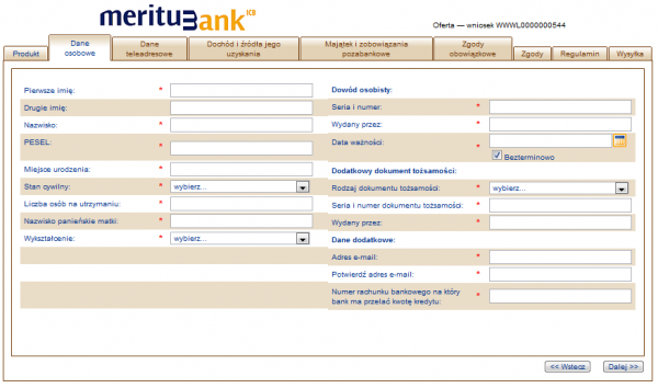 Wniosek o kredyt w Meritum Banku