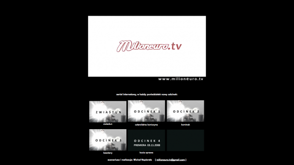 Milioneuro.tv - zrzut strony głównej
