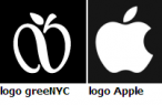 Porównanie logo greeNYC i logo Apple