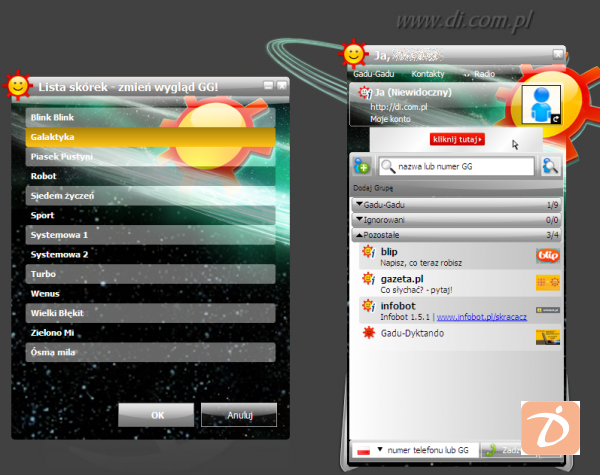 Nowe Gadu-Gadu - skórka Galaktyka